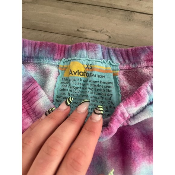 AVIATOR NATION HAND DYED TIE DYE SWEATPANTS - TURQUOISE - Size XS - Picture 7 of 9